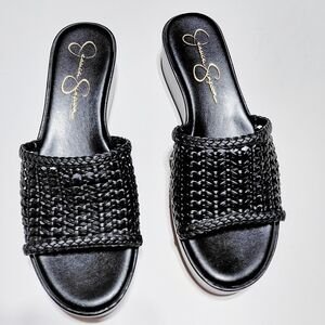 JESSICA SIMPSON Kenzal  Black Woven Slide Sandals Size 7M